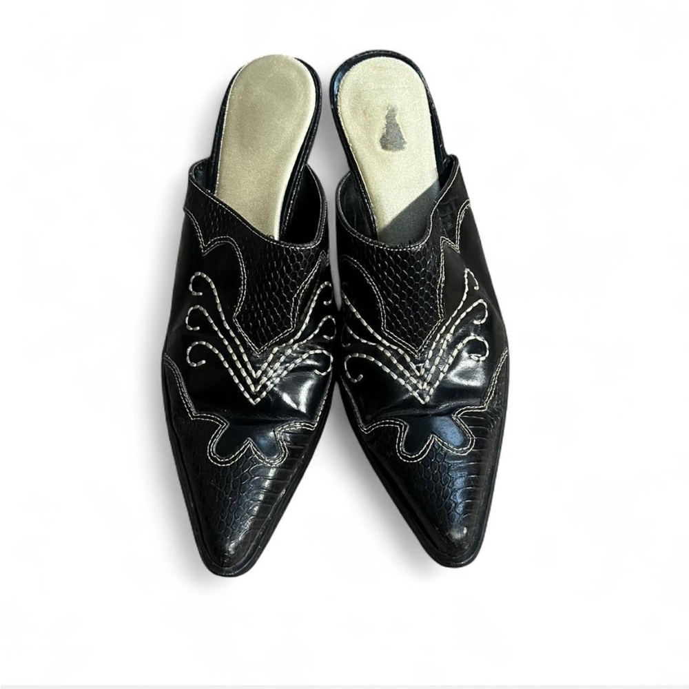 Elegant Black Embroidered Women's Mules. Offers welcome!